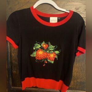 ModCloth Strawberry Embroidered Sweater-M